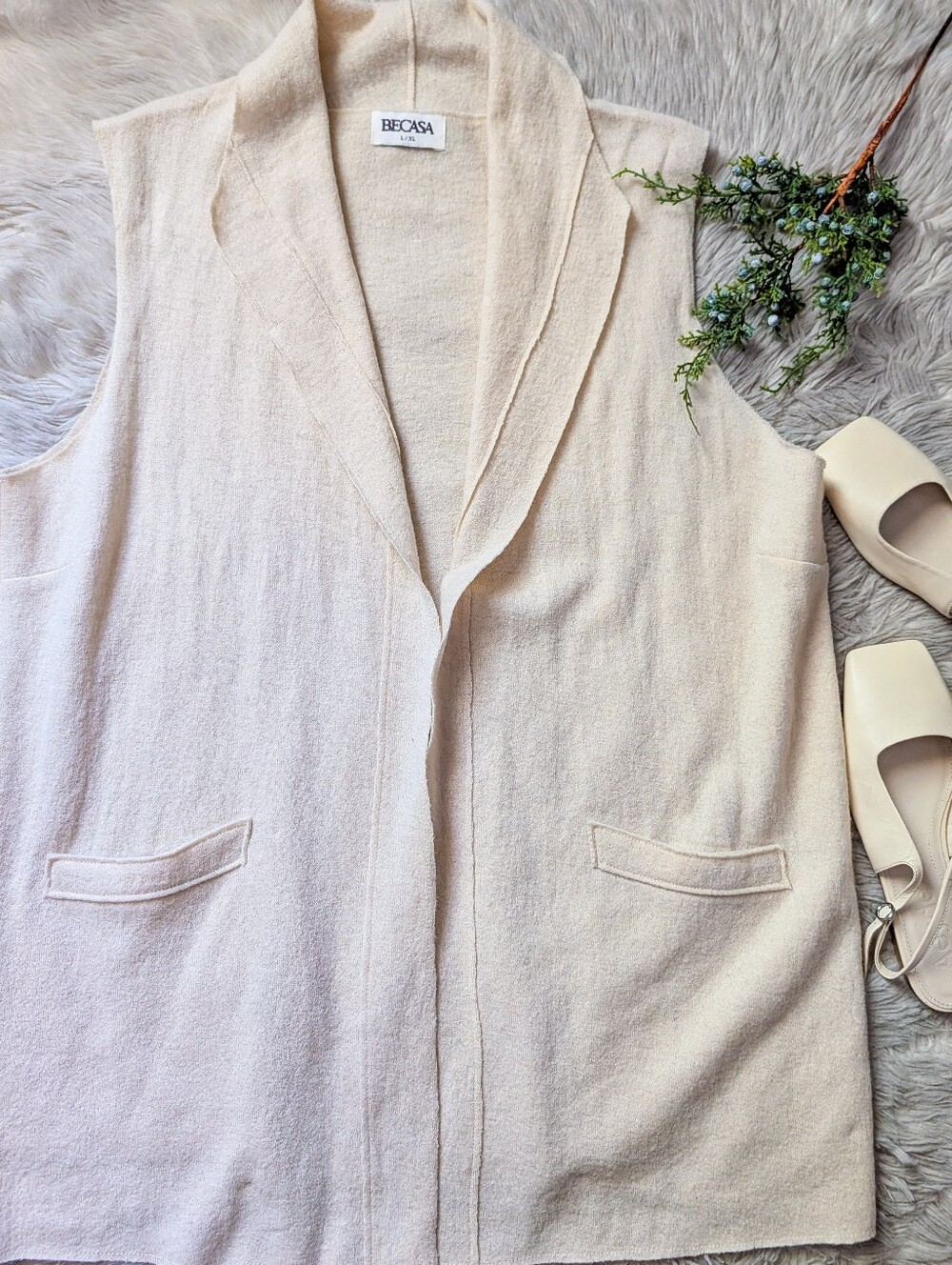 EUC Becasa Wool Vest in Cream